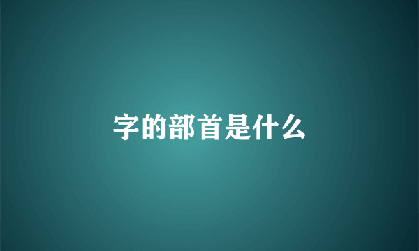 字的部首是什么