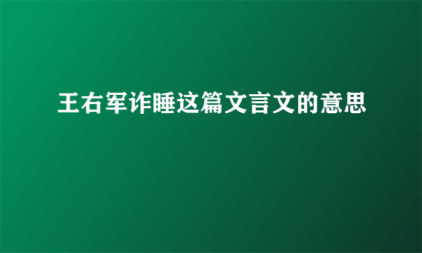 王右军诈睡这篇文言文的意思