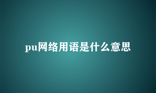 pu网络用语是什么意思