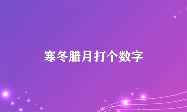 寒冬腊月打个数字