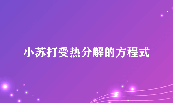 小苏打受热分解的方程式