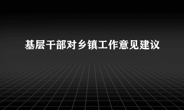 基层干部对乡镇工作意见建议