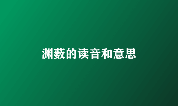渊薮的读音和意思