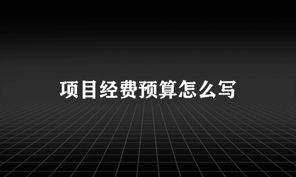 项目经费预算怎么写
