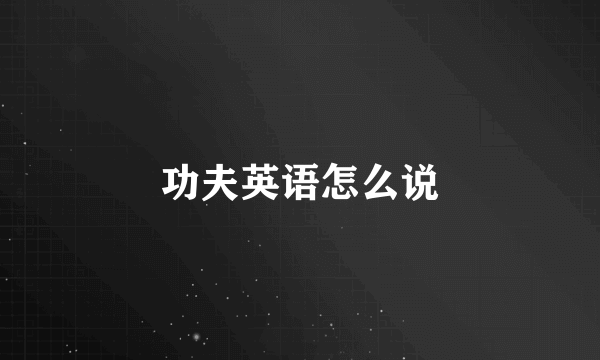 功夫英语怎么说