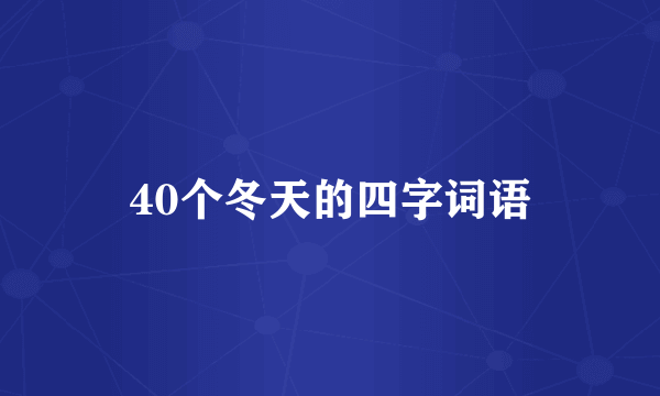 40个冬天的四字词语