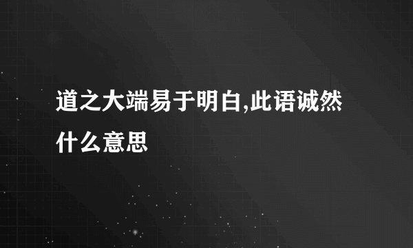 道之大端易于明白,此语诚然什么意思