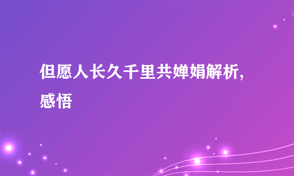但愿人长久千里共婵娟解析,感悟