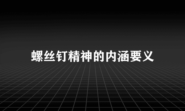 螺丝钉精神的内涵要义