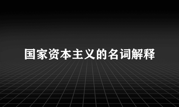 国家资本主义的名词解释