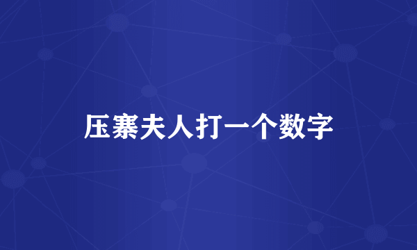 压寨夫人打一个数字