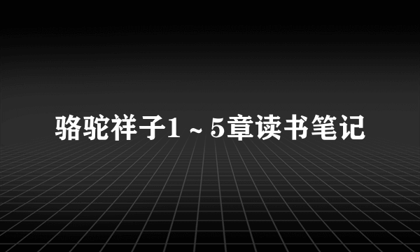 骆驼祥子1～5章读书笔记