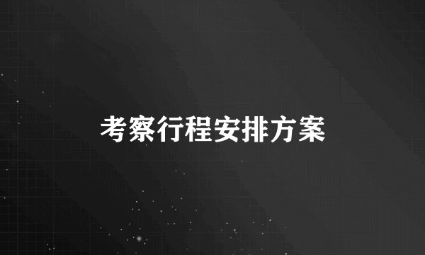 考察行程安排方案