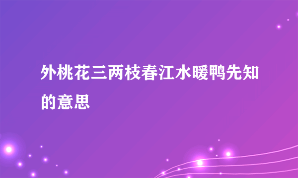 外桃花三两枝春江水暖鸭先知的意思