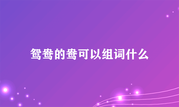 鸳鸯的鸯可以组词什么
