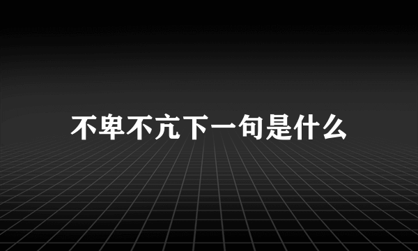 不卑不亢下一句是什么