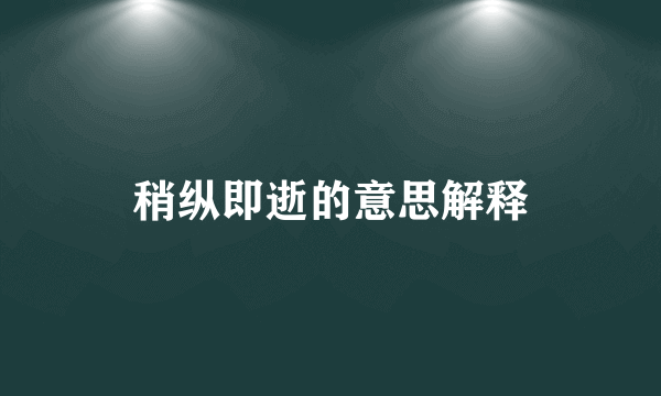 稍纵即逝的意思解释