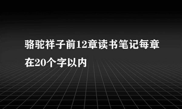 骆驼祥子前12章读书笔记每章在20个字以内