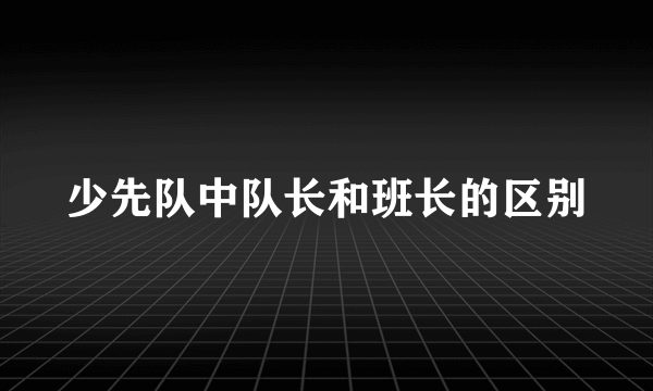 少先队中队长和班长的区别