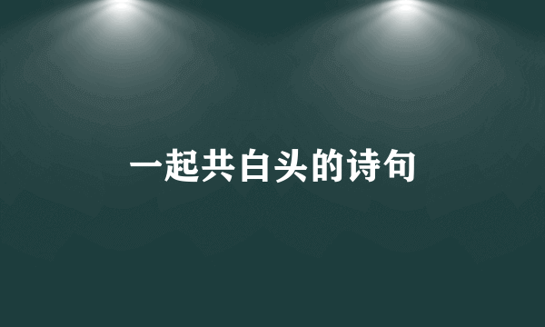一起共白头的诗句