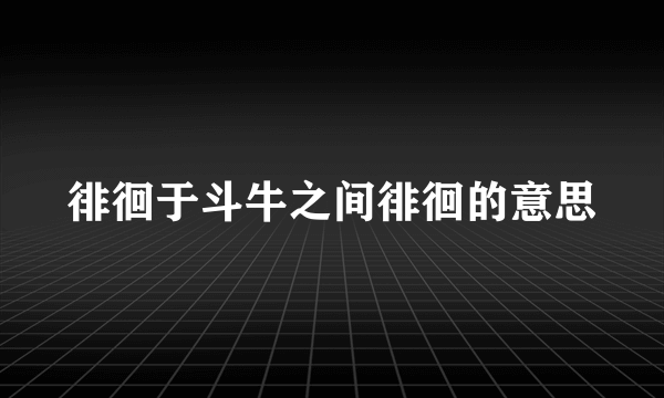 徘徊于斗牛之间徘徊的意思
