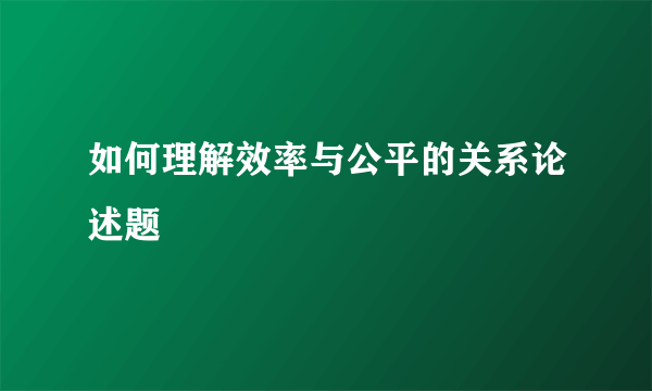 如何理解效率与公平的关系论述题
