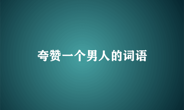 夸赞一个男人的词语