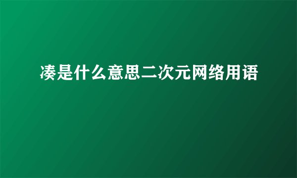 凑是什么意思二次元网络用语