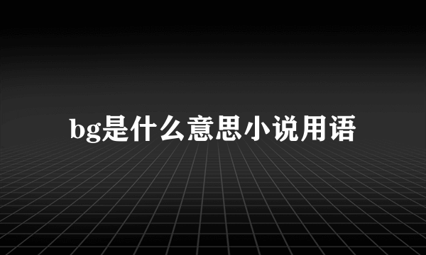 bg是什么意思小说用语