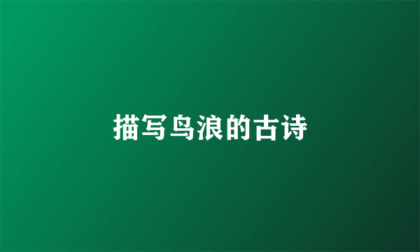 描写鸟浪的古诗