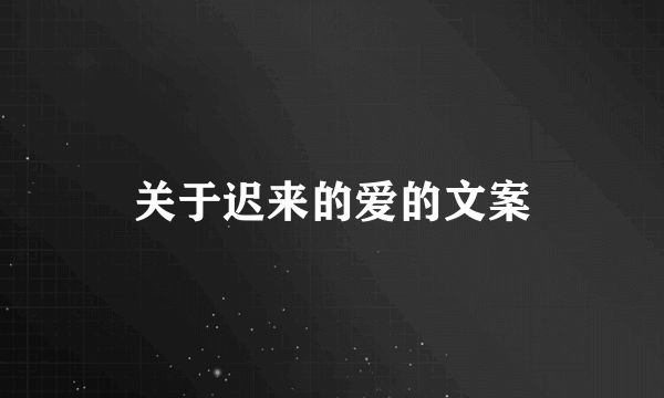 关于迟来的爱的文案