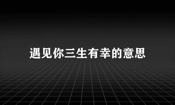 遇见你三生有幸的意思