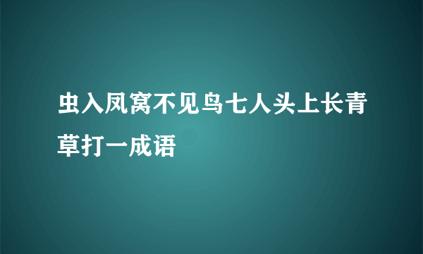 虫入凤窝不见鸟七人头上长青草打一成语