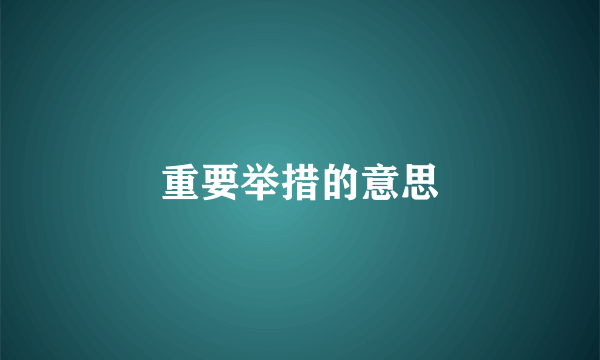 重要举措的意思
