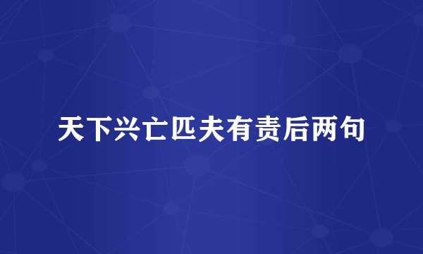 天下兴亡匹夫有责后两句