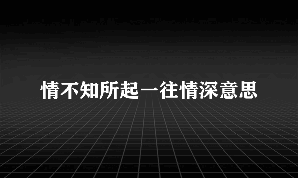 情不知所起一往情深意思