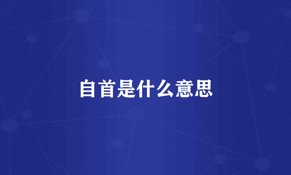 自首是什么意思