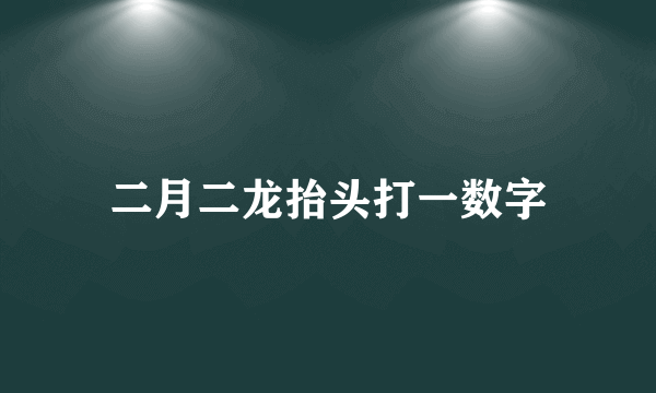 二月二龙抬头打一数字