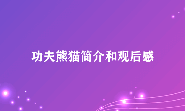 功夫熊猫简介和观后感