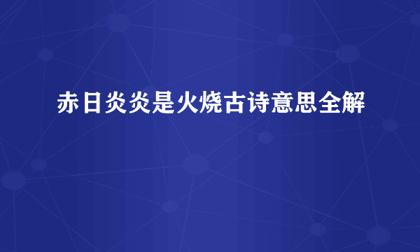 赤日炎炎是火烧古诗意思全解
