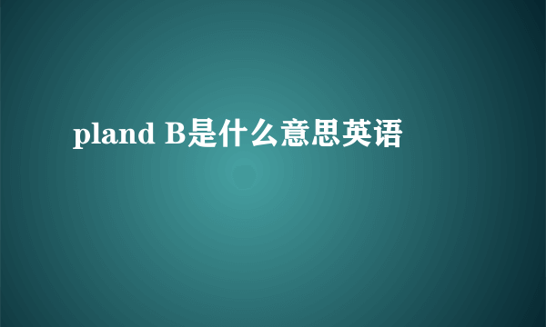 pland B是什么意思英语