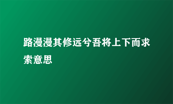 路漫漫其修远兮吾将上下而求索意思