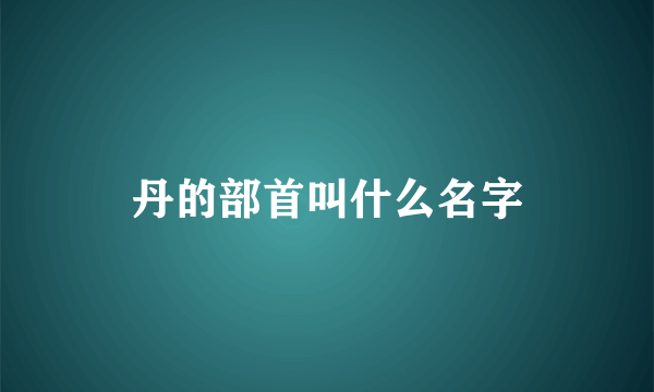 丹的部首叫什么名字