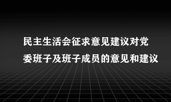 民主生活会征求意见建议对党委班子及班子成员的意见和建议