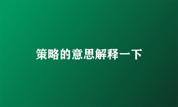 策略的意思解释一下