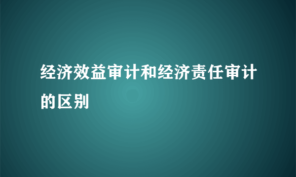 经济效益审计和经济责任审计的区别
