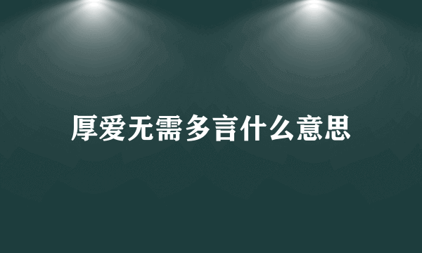 厚爱无需多言什么意思