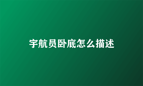 宇航员卧底怎么描述