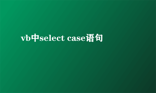vb中select case语句