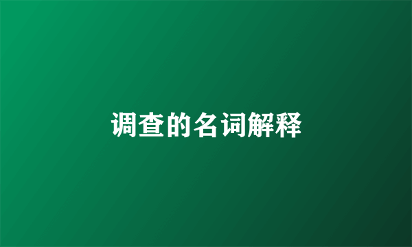 调查的名词解释